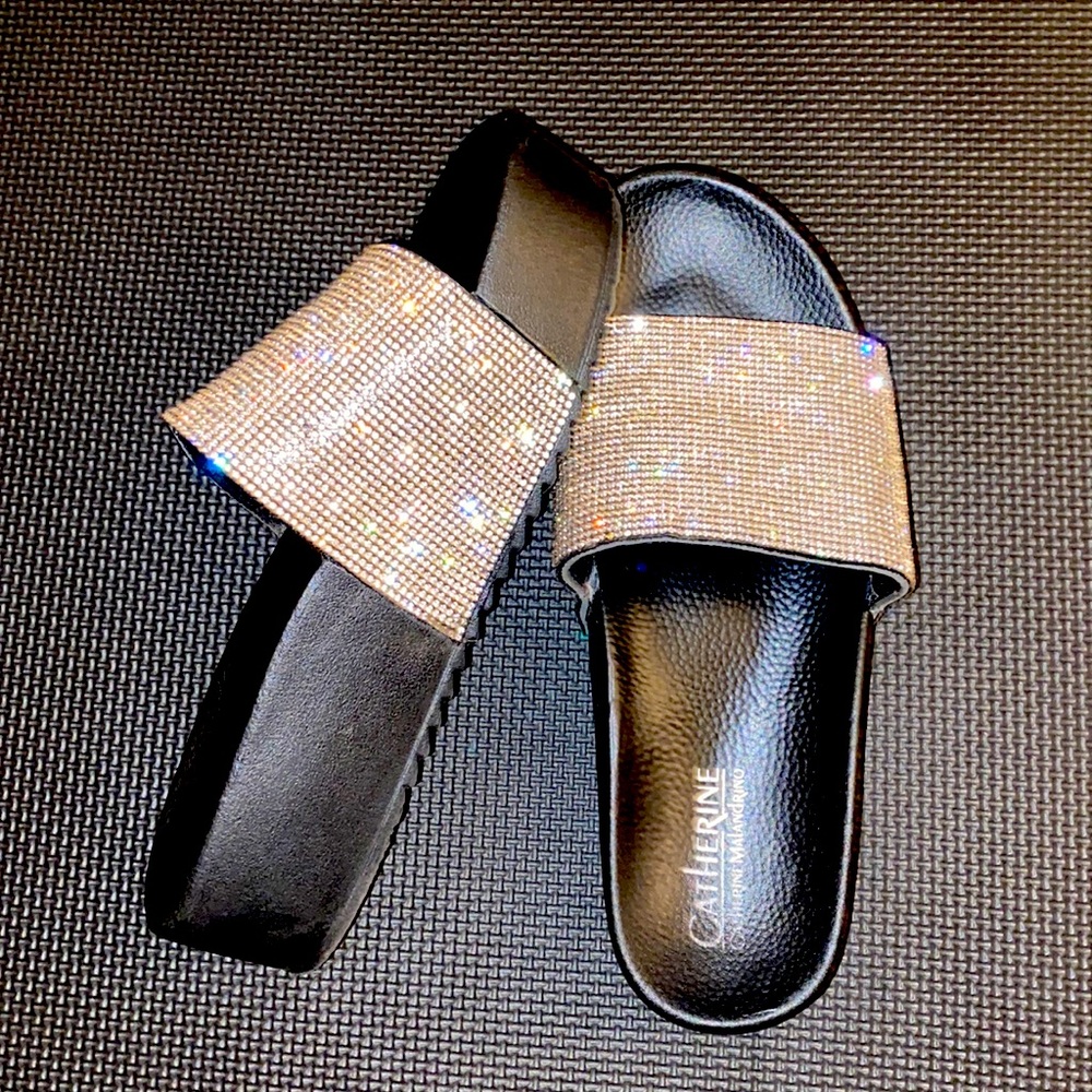 Catherine Malandrino Sparkle Platform Sandals Glam Sequin Party Shoes